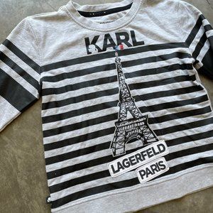Karl Lagerfeld Sweatshirt Size medium crewneck stripe paris Eiffel tower france